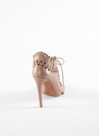 Bottines en cuir à lacets ajourées - Chair