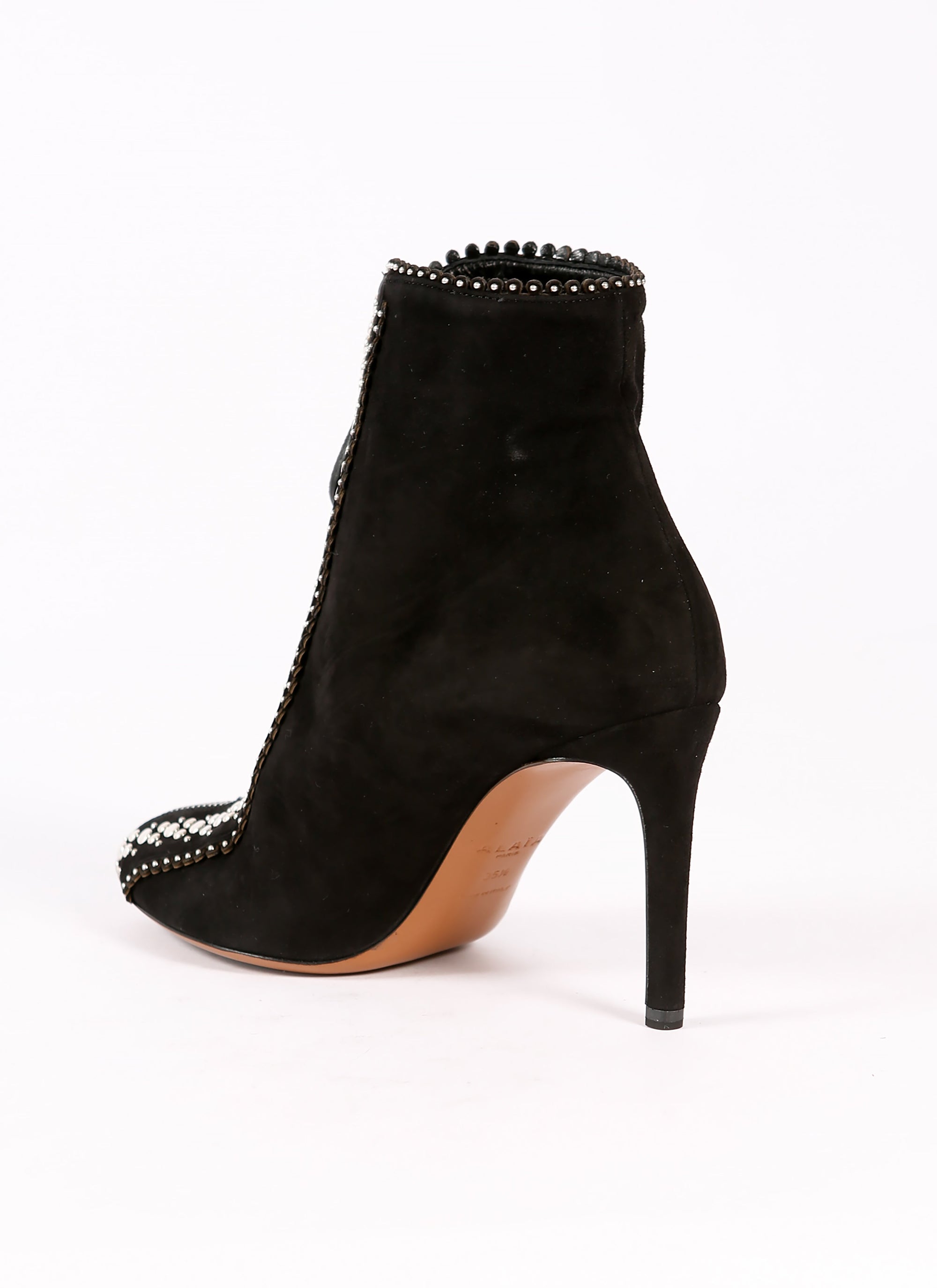 Bottines à clous en cuir - Noir