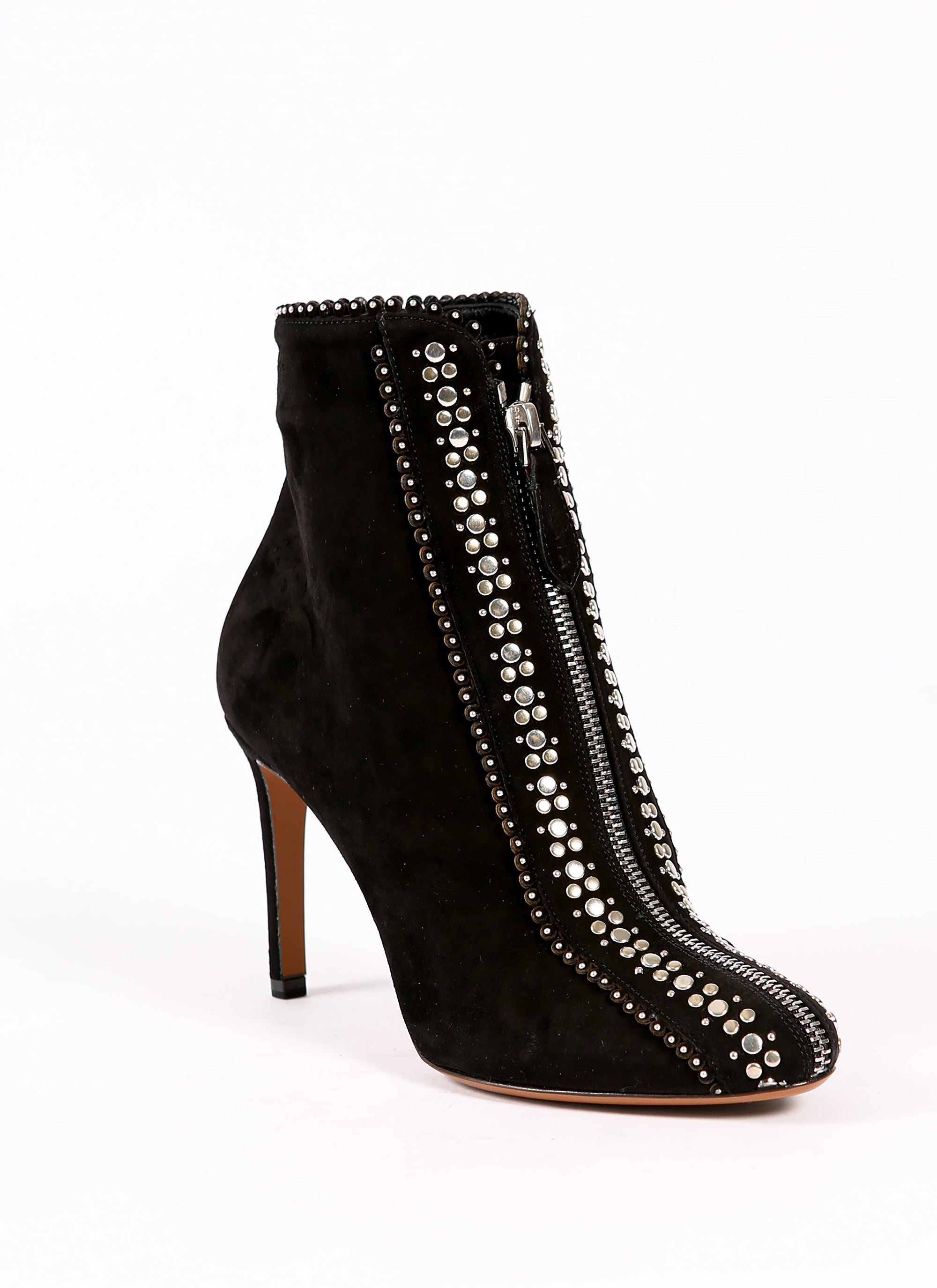 Bottines à clous en cuir - Noir