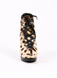 Bottines à plateforme à imprimé léopard en cuir - Naturel & Noir