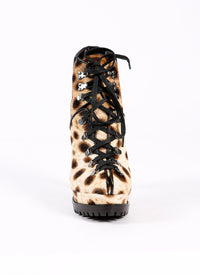 Leather leopard print platform boots - Natural & Black
