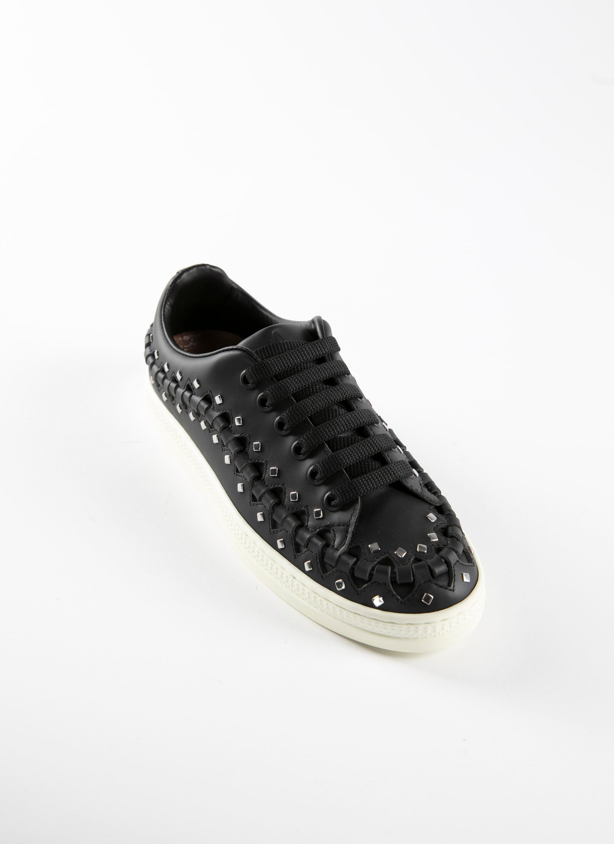 Lace-up trainers in leather - Black intense