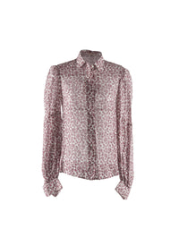 Chemise transparente à motifs en soie - Blanc & Bordeaux