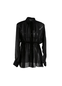 Basque shirt with floral motif in silk - Black intense