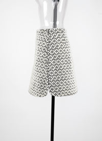 Mini-jupe brodée en cuir - Blanc & Noir