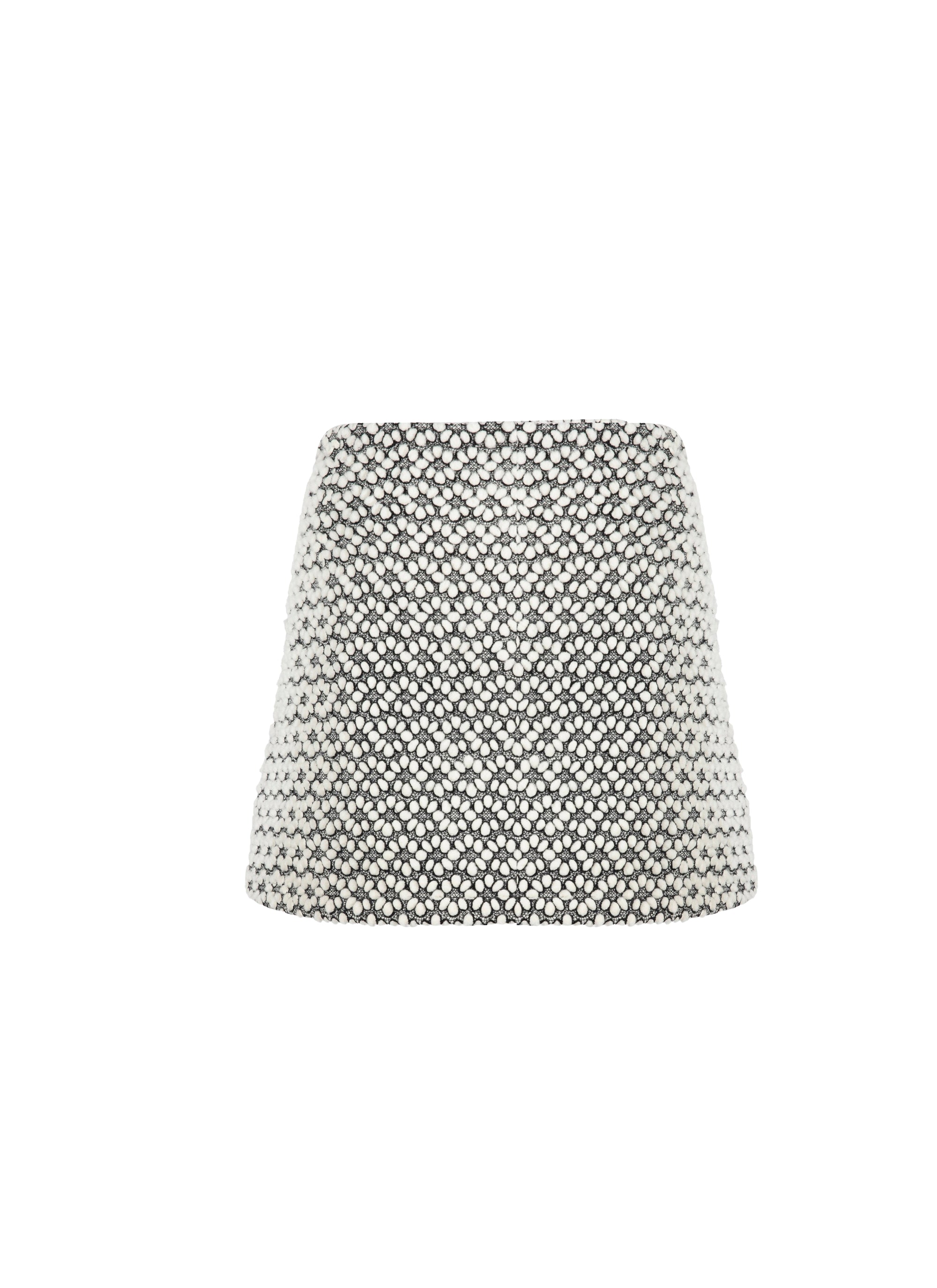 Mini-jupe brodée en cuir - Blanc & Noir