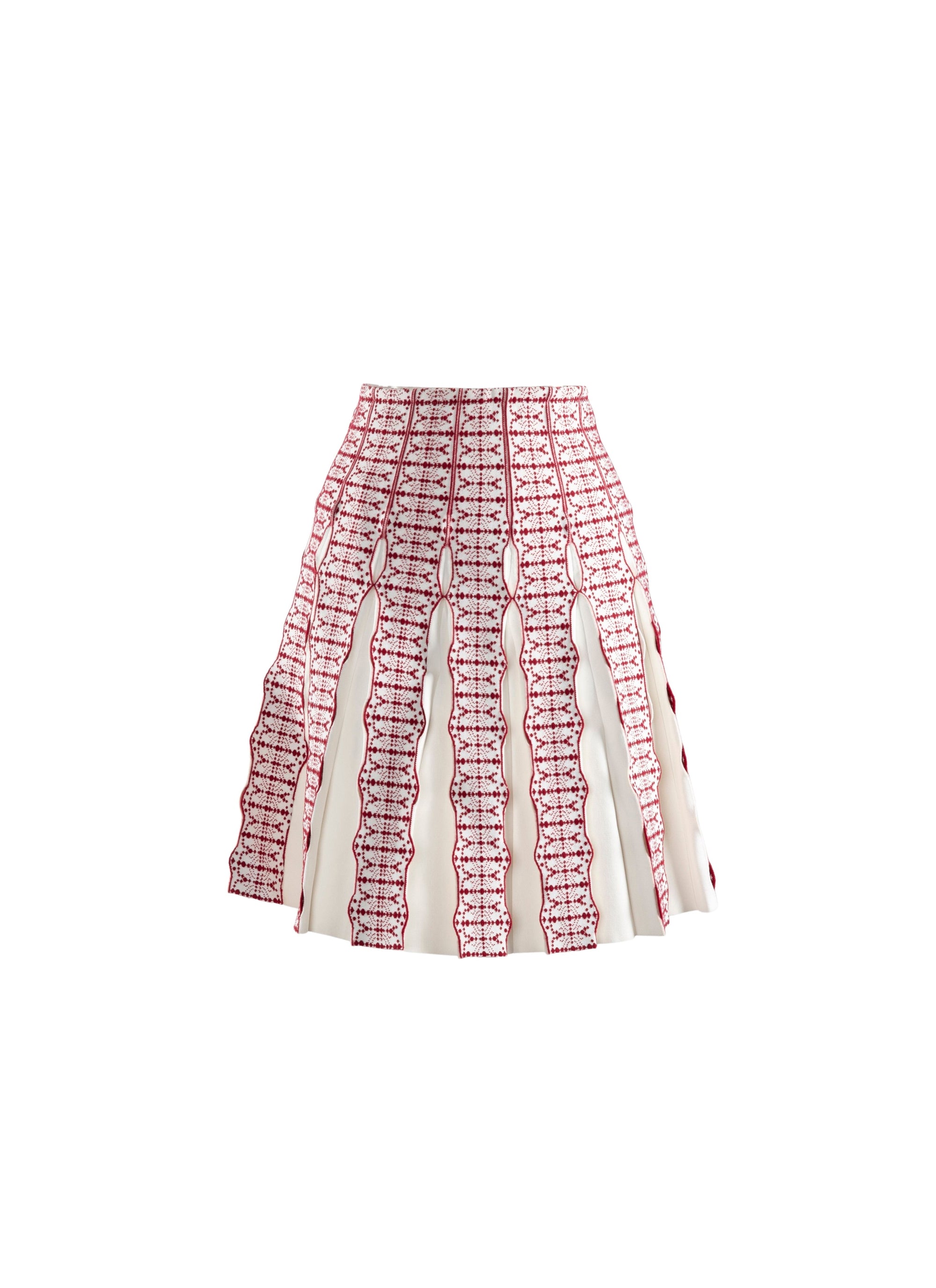 Short skirt with contrasting pleats - White & Red