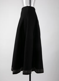 Jupe longue Tatoo en maille - Noir