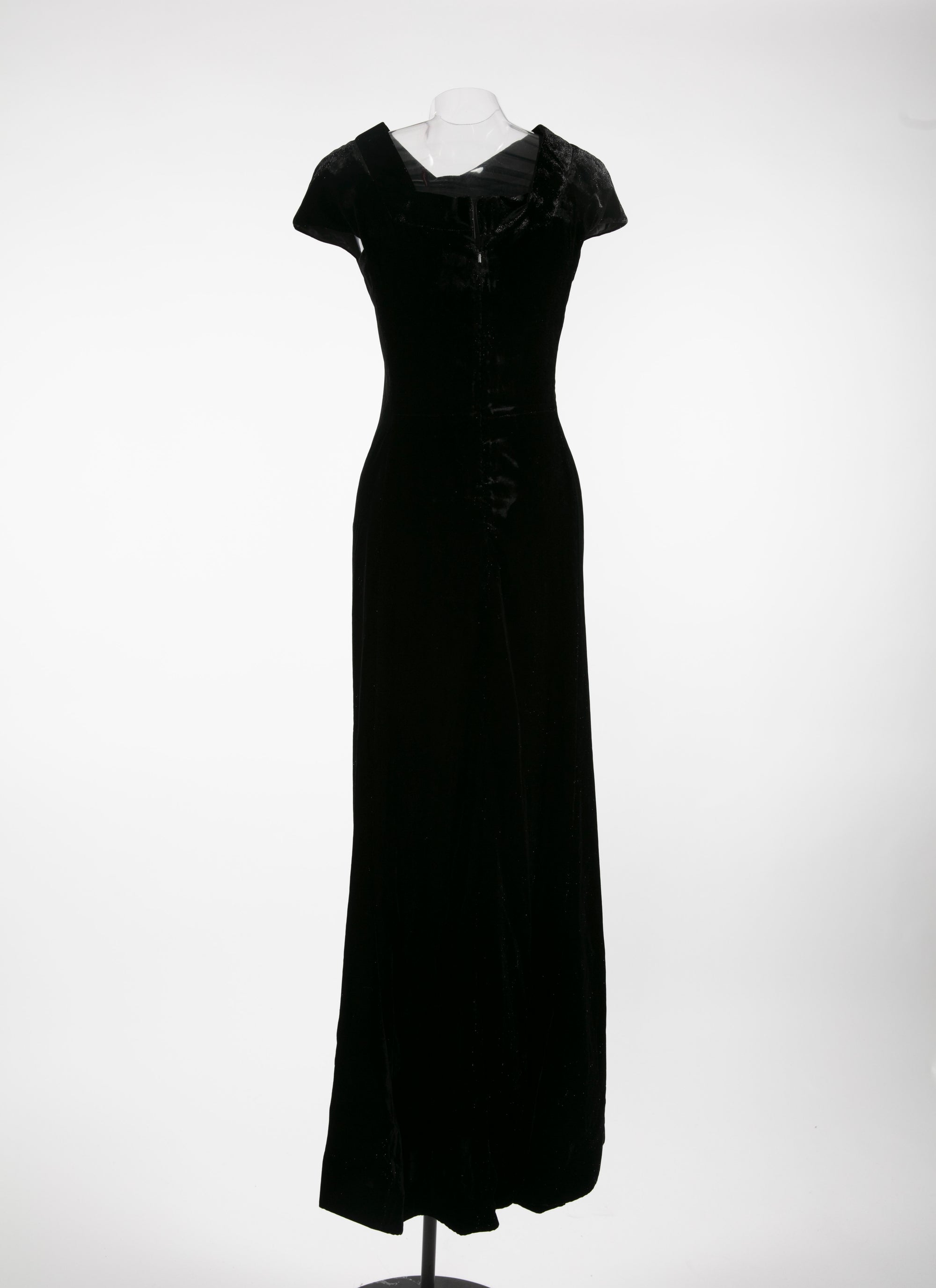 Sequined short-sleeved maxi dress - Black Gloss
