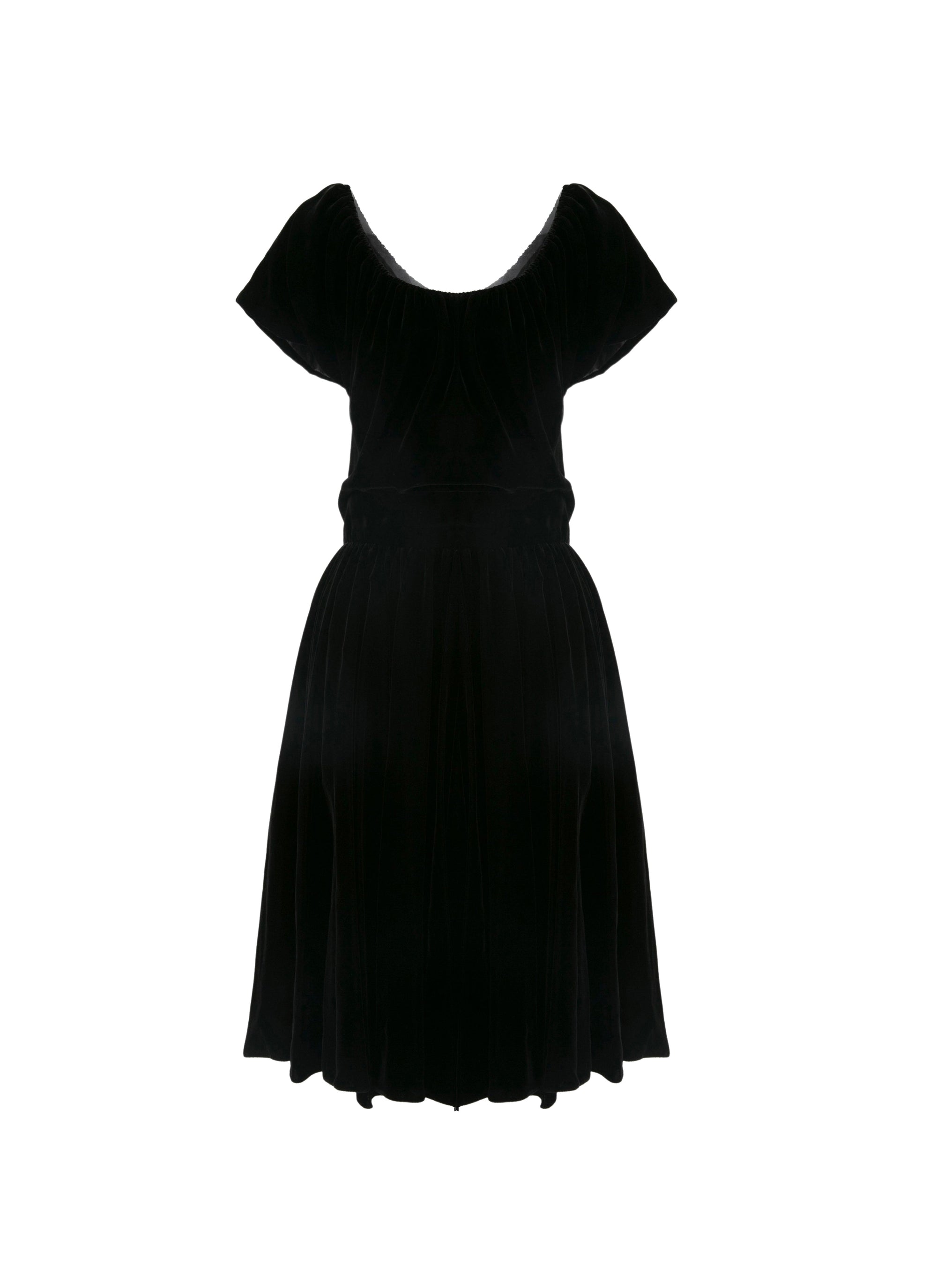 Robe à manches courtes en velours - Noir