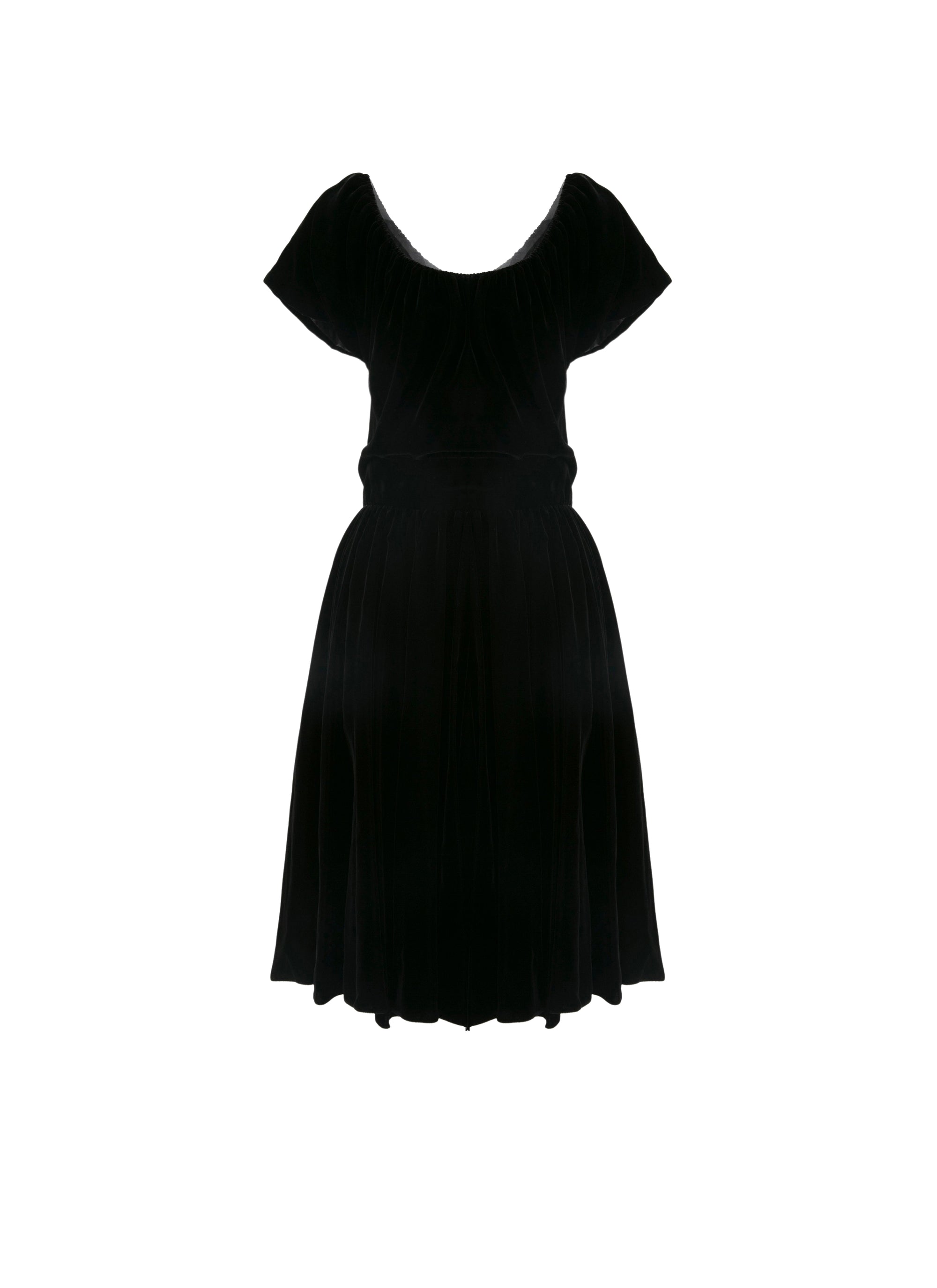 Robe à manches courtes en velours - Noir