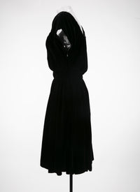 Robe à manches courtes en velours - Noir