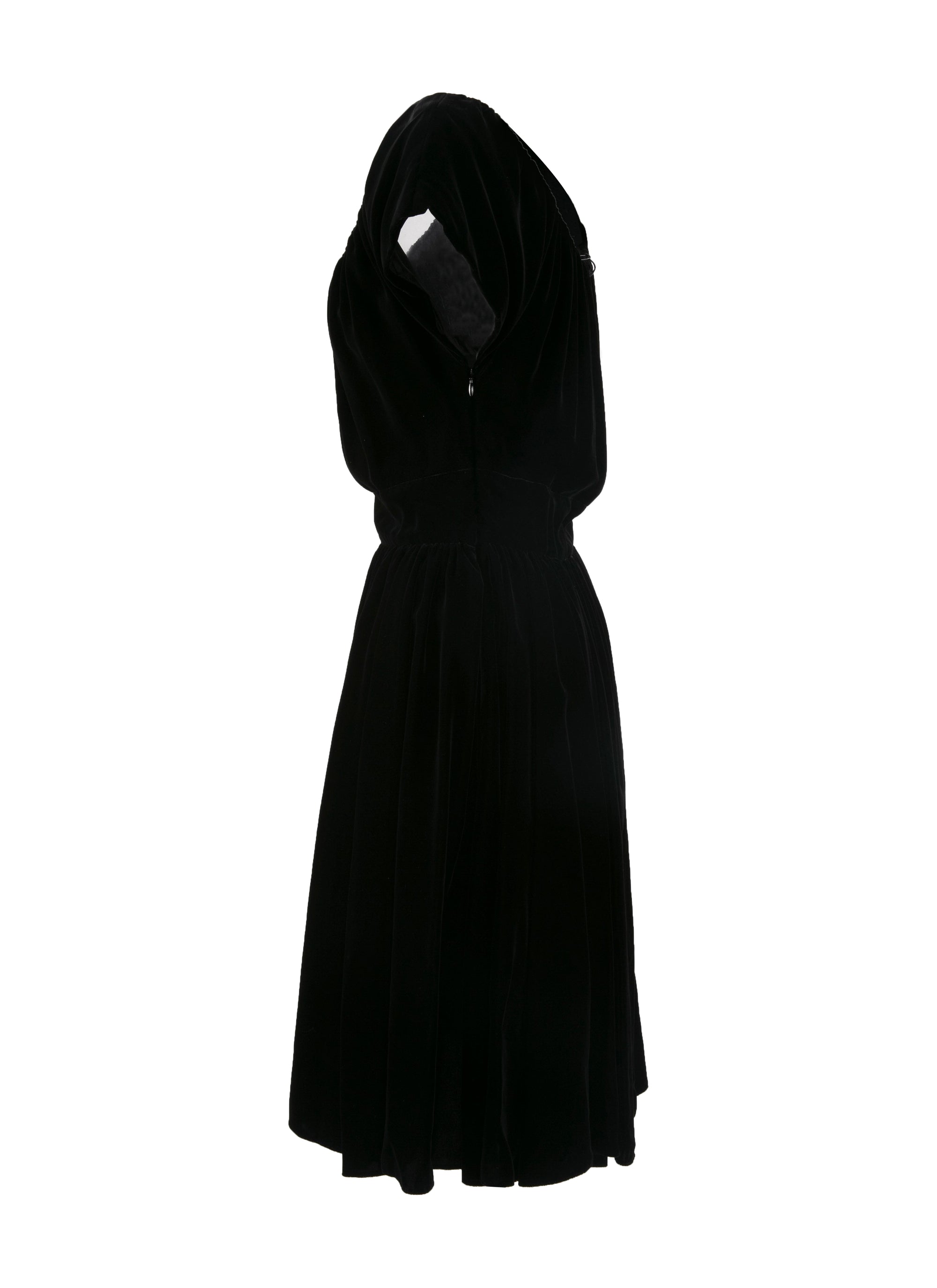 Velvet short sleeve dress - Black