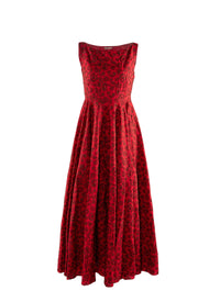 Robe fluide brodée sans manches - Rouge & Marron