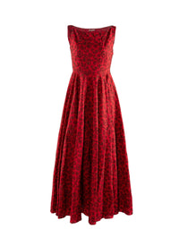 Robe fluide brodée sans manches en laine - Rouge & Marron