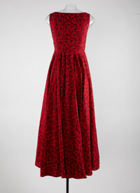 Robe fluide brodée sans manches - Rouge & Marron