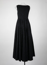 Robe fluide brodée sans manches - Noir & Nuit