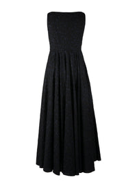 Sleeveless embroidered flowing dress in wool - Black & Nuit