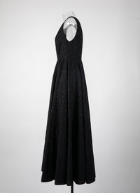 Robe fluide brodée sans manches - Noir & Nuit