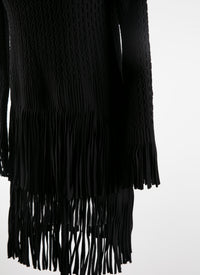 Robe à manches et ourlet à franges - Noir