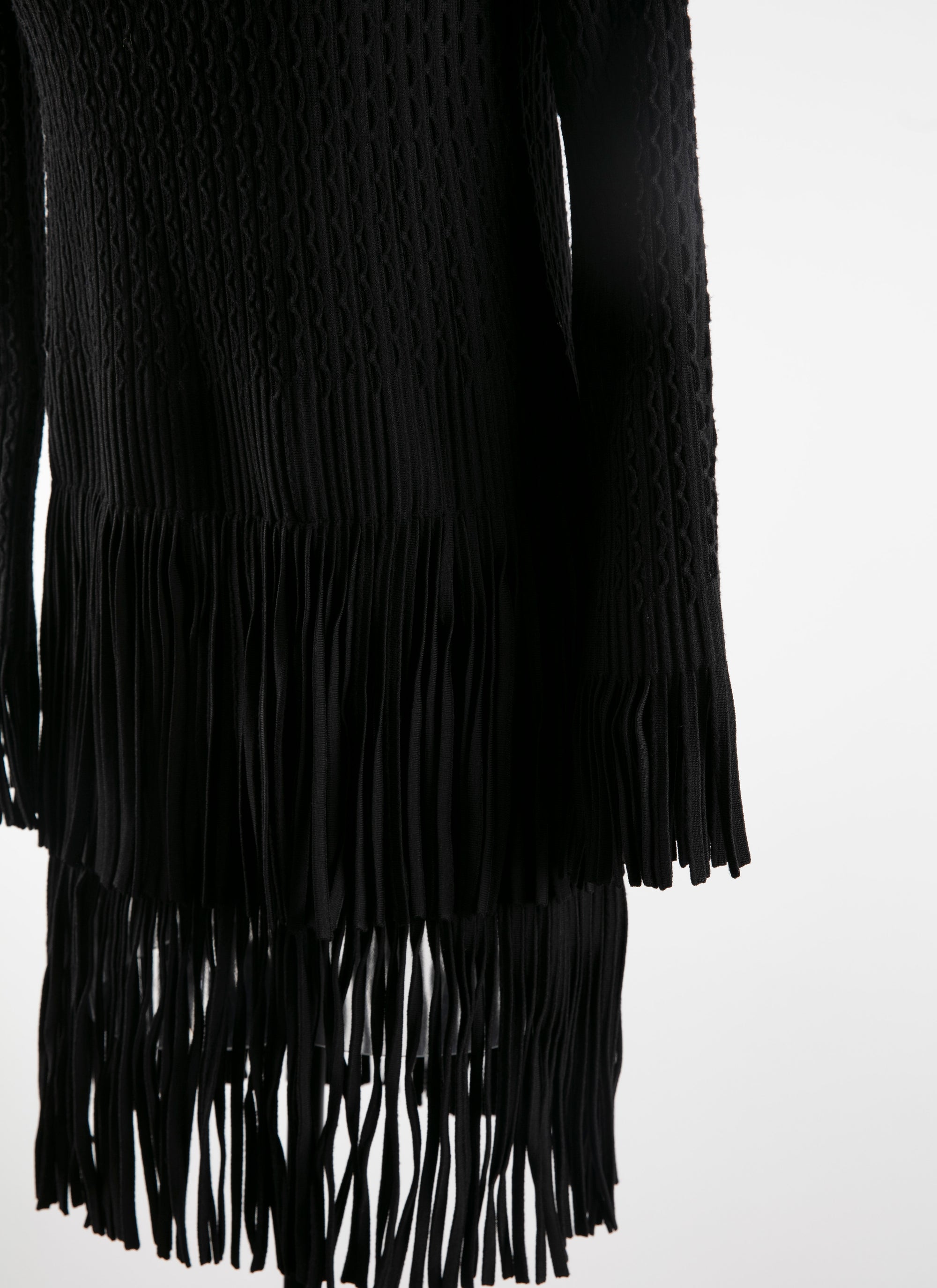 Robe à manches et ourlet à franges - Noir