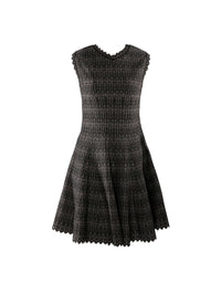 Robe fluide à ourlets festonnés en laine - Noir & Rose