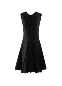 Robe fluide à ourlets festonnés en laine - Noir & Nuit