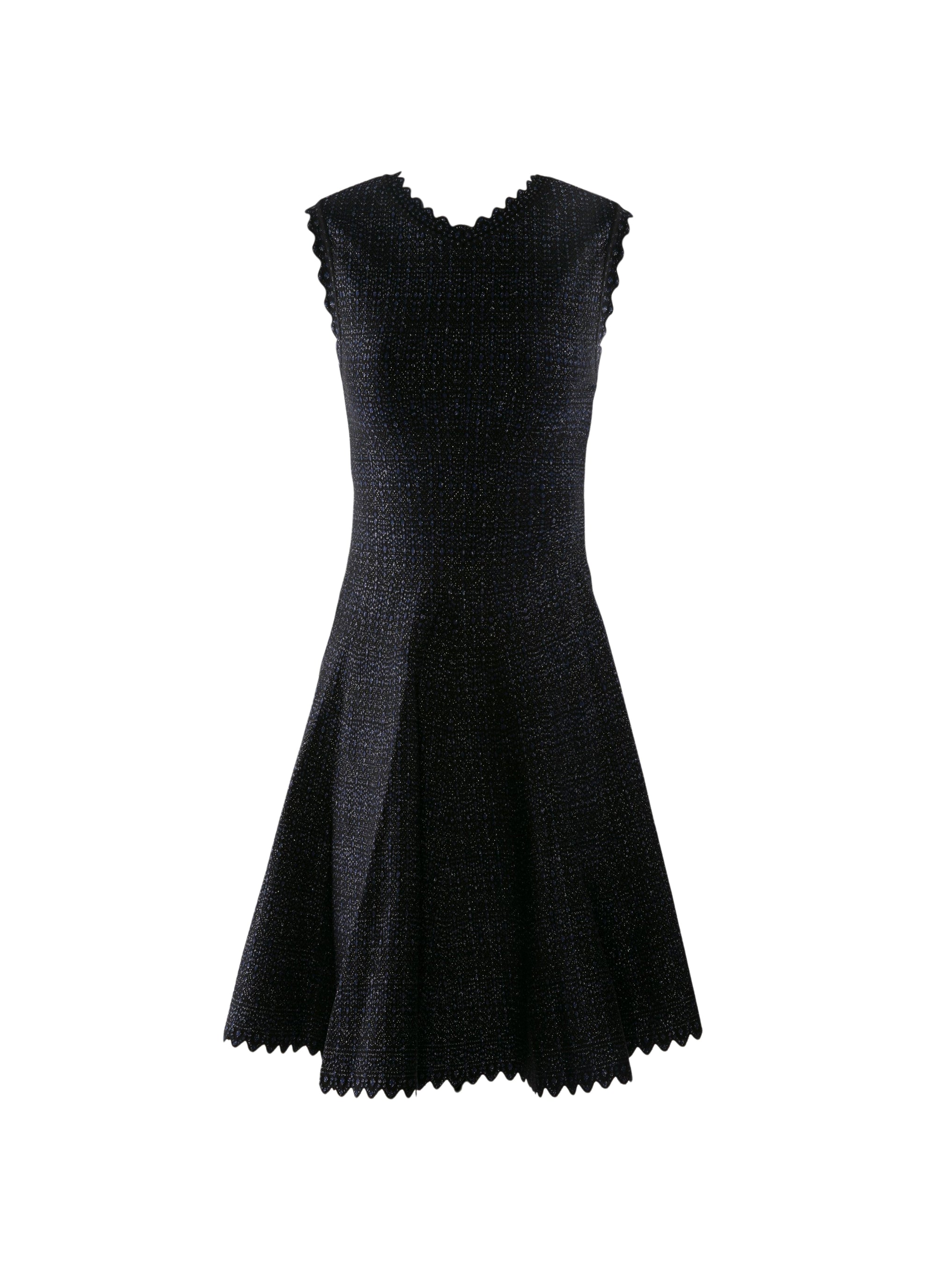 Robe fluide à ourlets festonnés en laine - Noir & Nuit