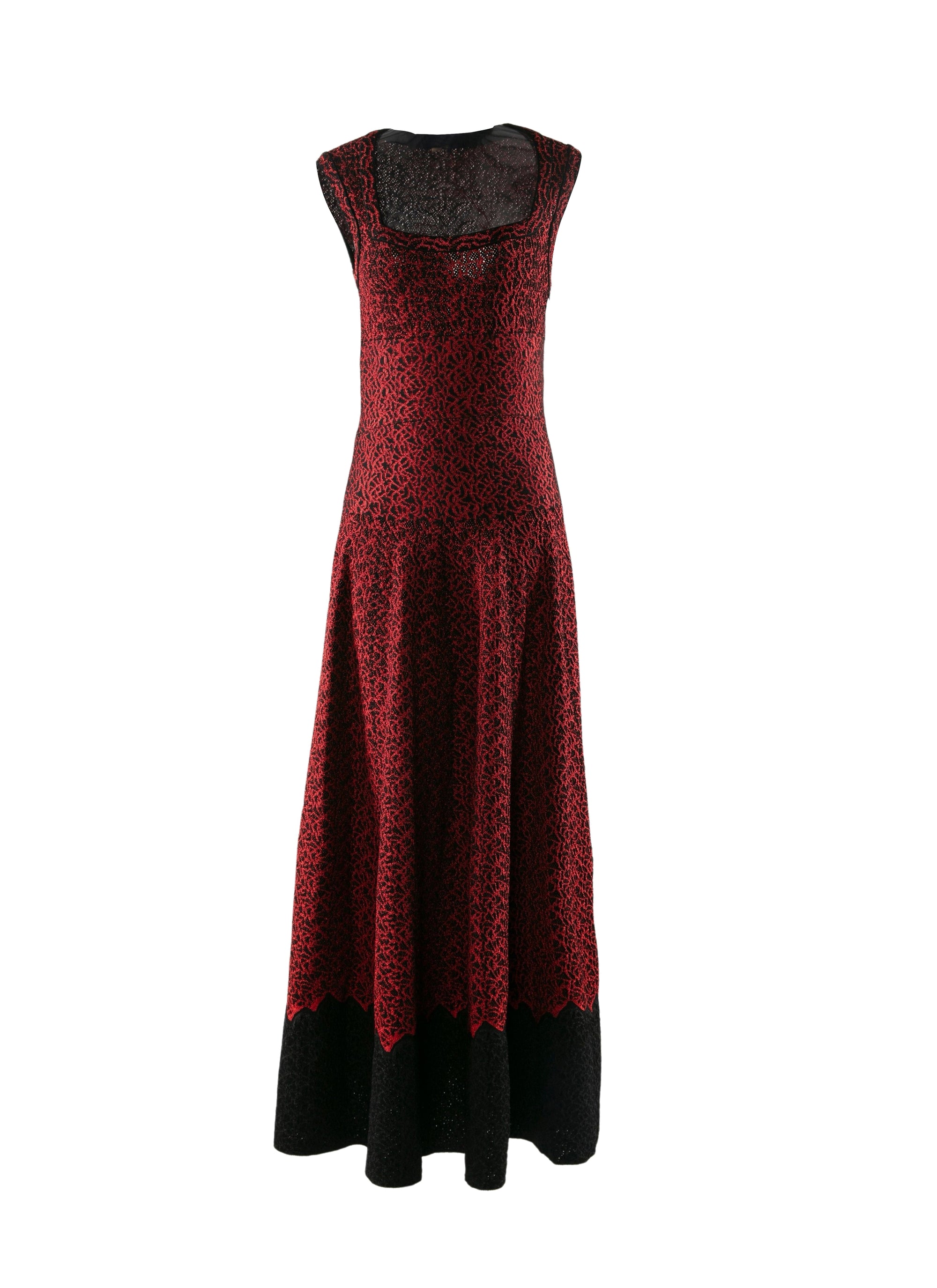 Square neck sleeveless dress - Black & Red