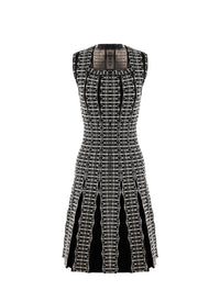 Robe Baby-doll sans manches plissée Sidi Bou Said en maille - Noir & Blanc