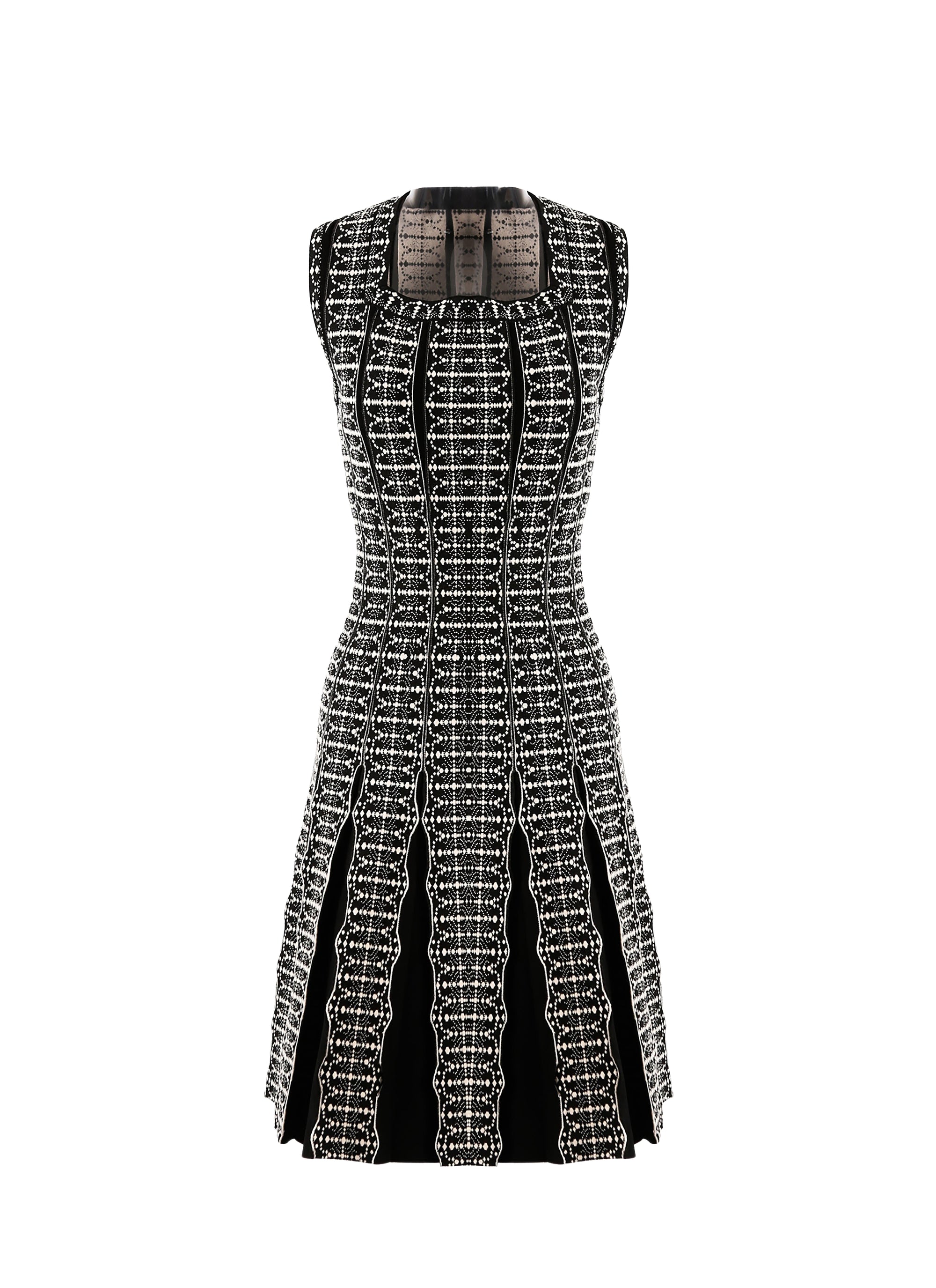 Robe Baby-doll sans manches plissée Sidi Bou Said en maille - Noir & Blanc