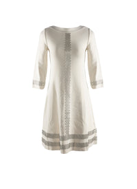 3/4-sleeve silver dress - Ecru