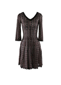 Robe courte à col v festonné - Noir & Rouge