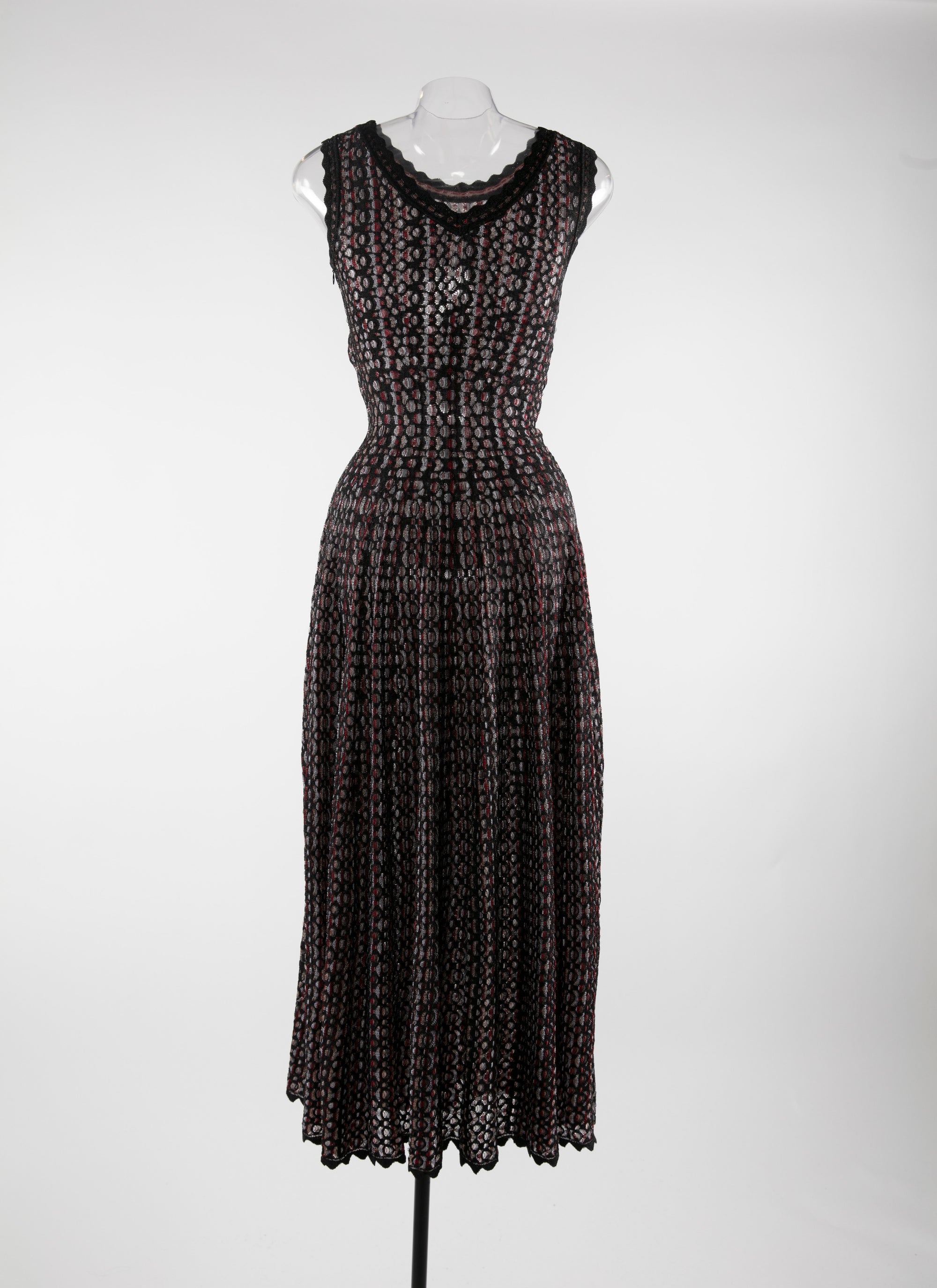 Robe longue fluide sans manches - Noir & Rouge