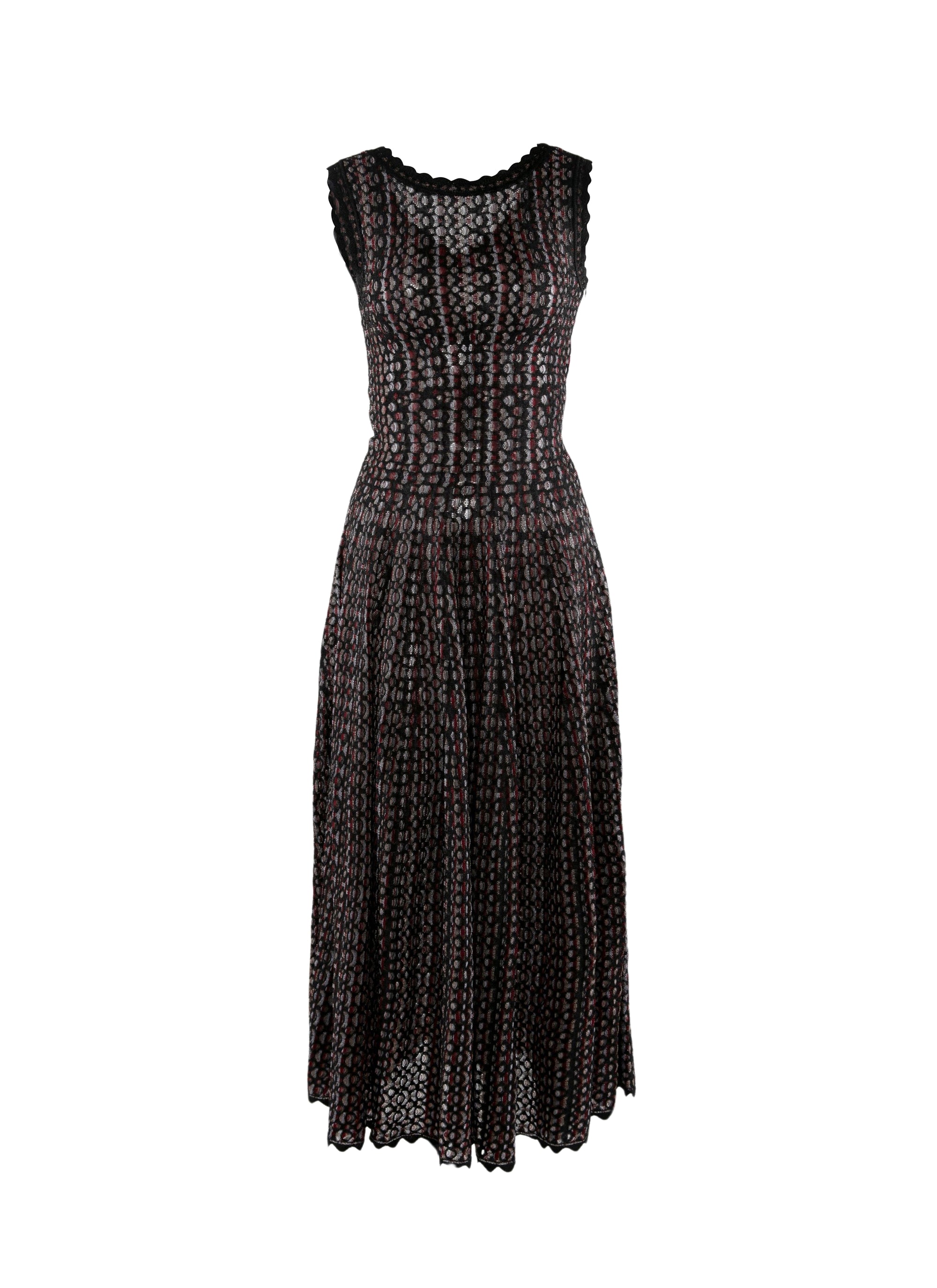 Robe longue fluide sans manches - Noir & Rouge