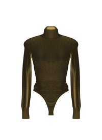 Long-sleeved bodysuit in wool with stand-up collar - Amazon
