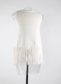 Top sans manches à franges - Blanc Nacre