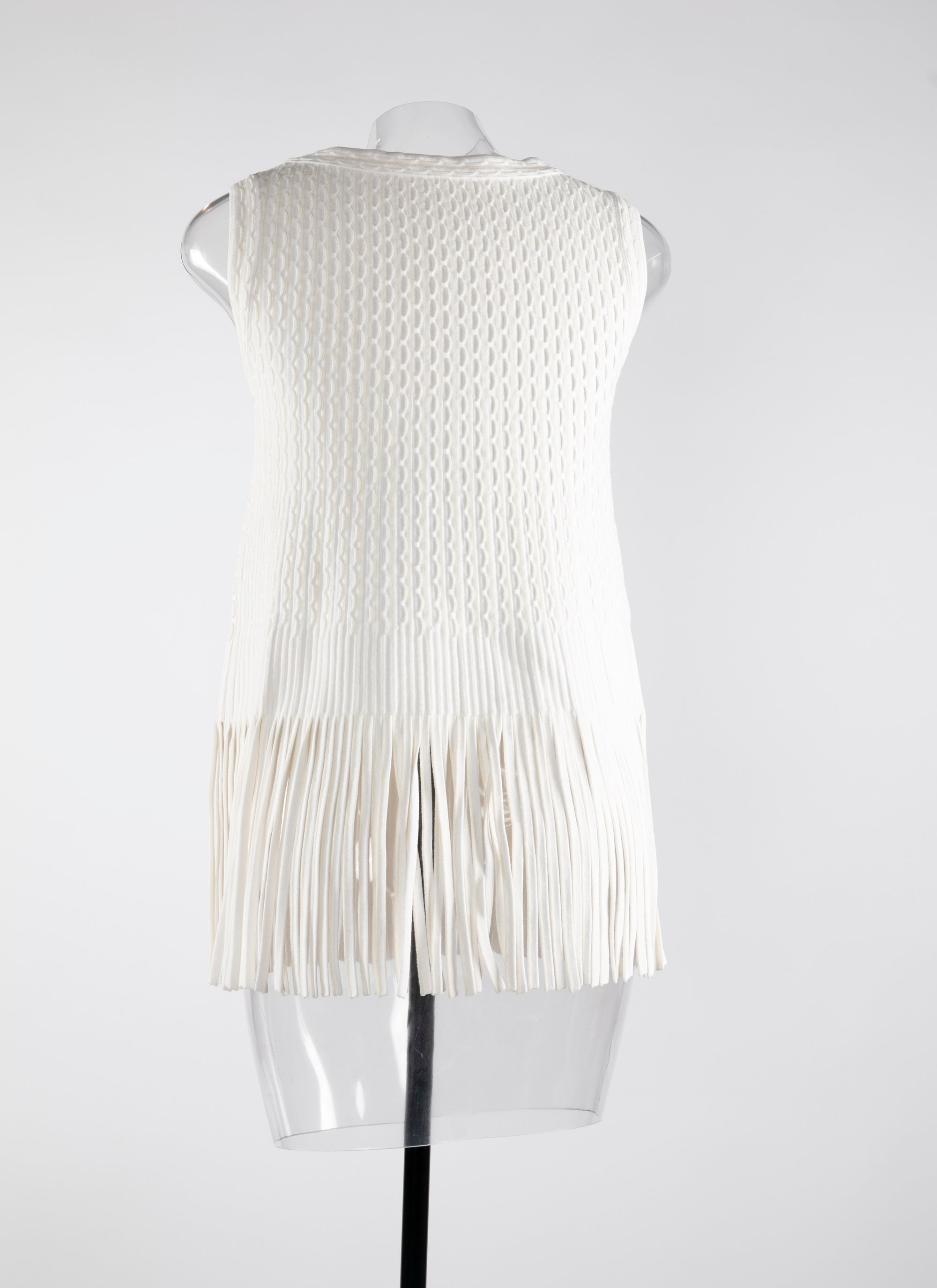 Top sans manches à franges - Blanc Nacre