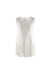 Top sans manches à franges - Blanc Nacre