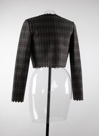 Short jacket with long sleeves in wool - Black & Pink