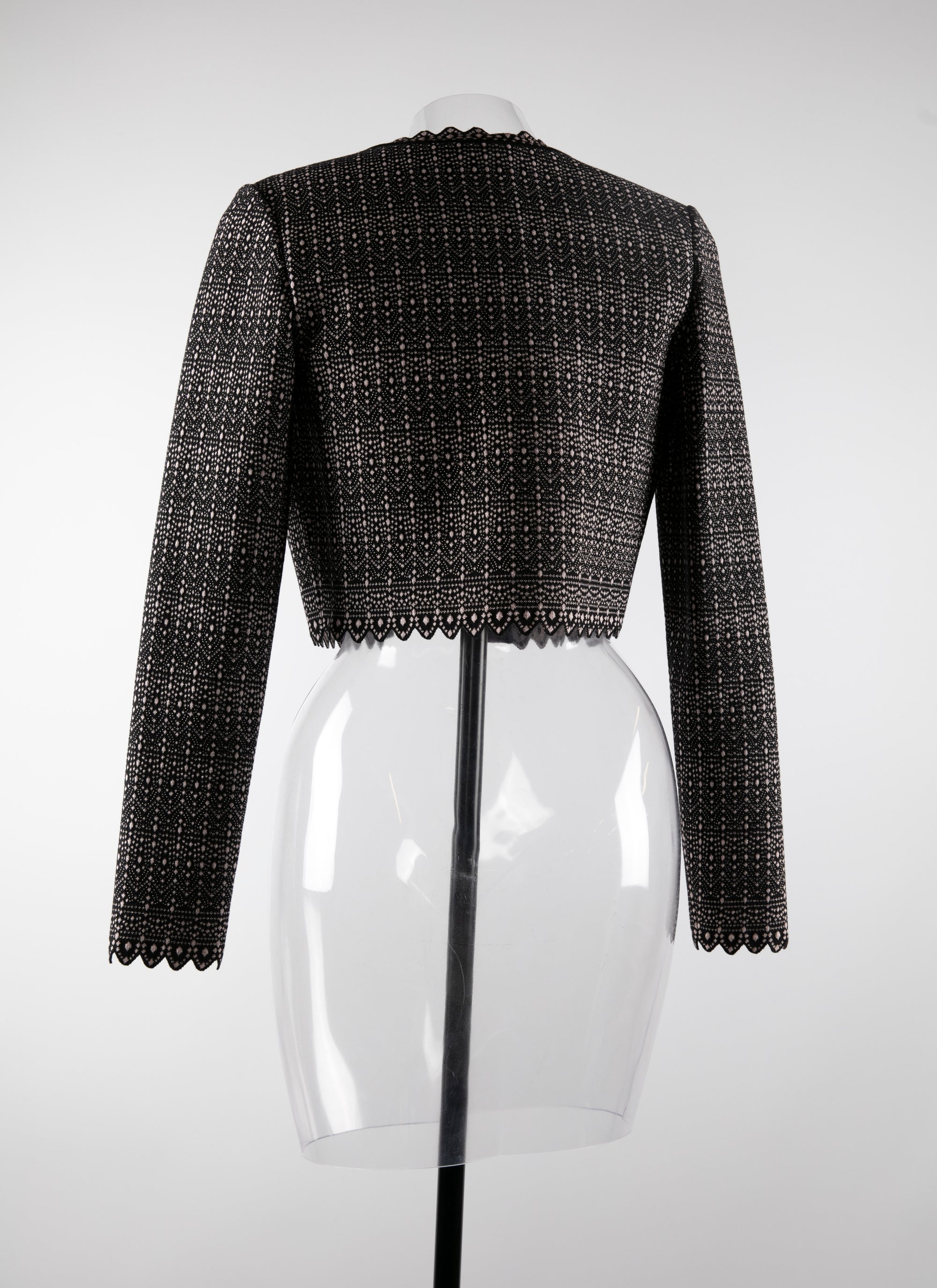 Short jacket with long sleeves in wool - Black & Pink