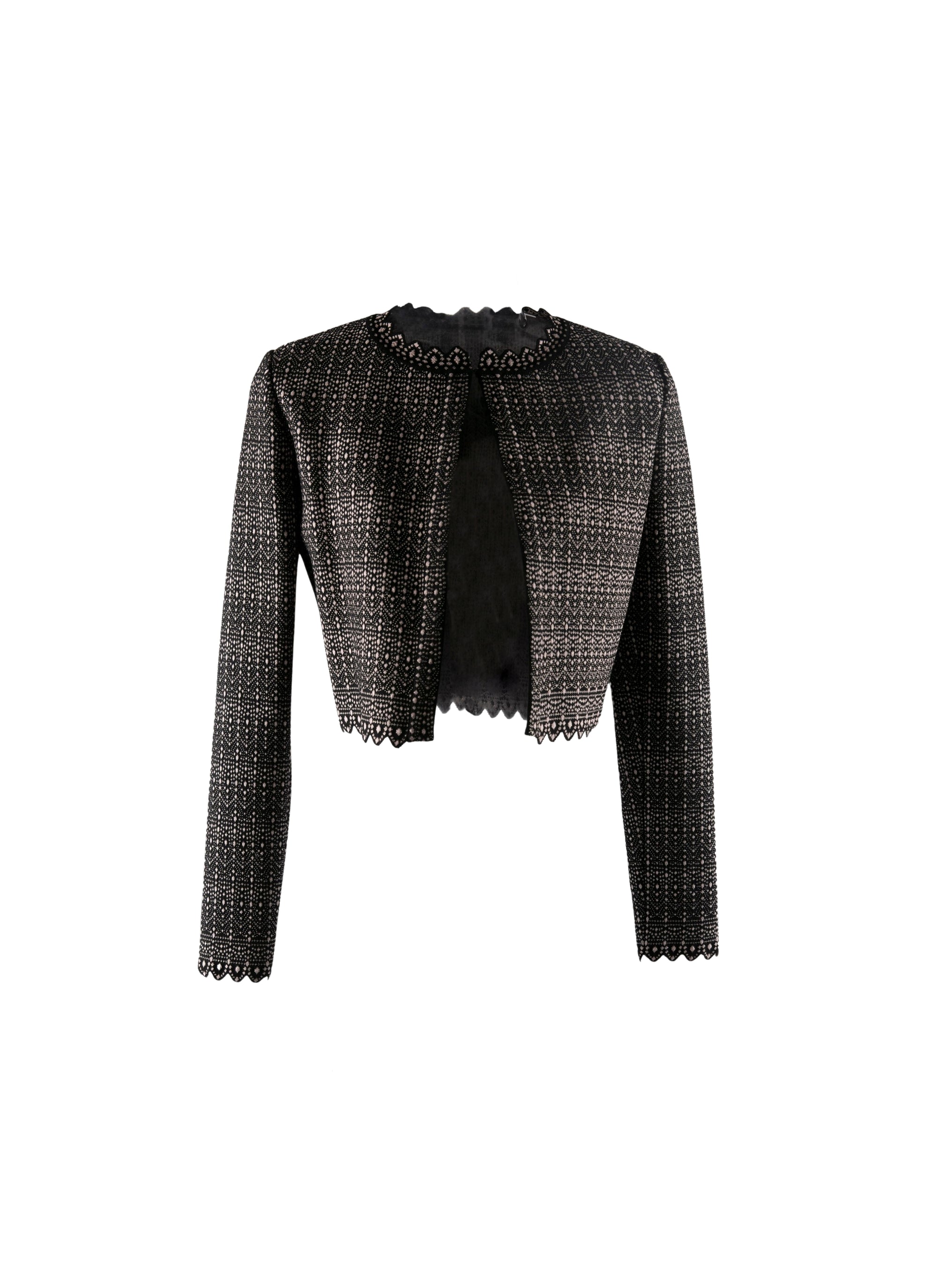 Short jacket with long sleeves in wool - Black & Pink