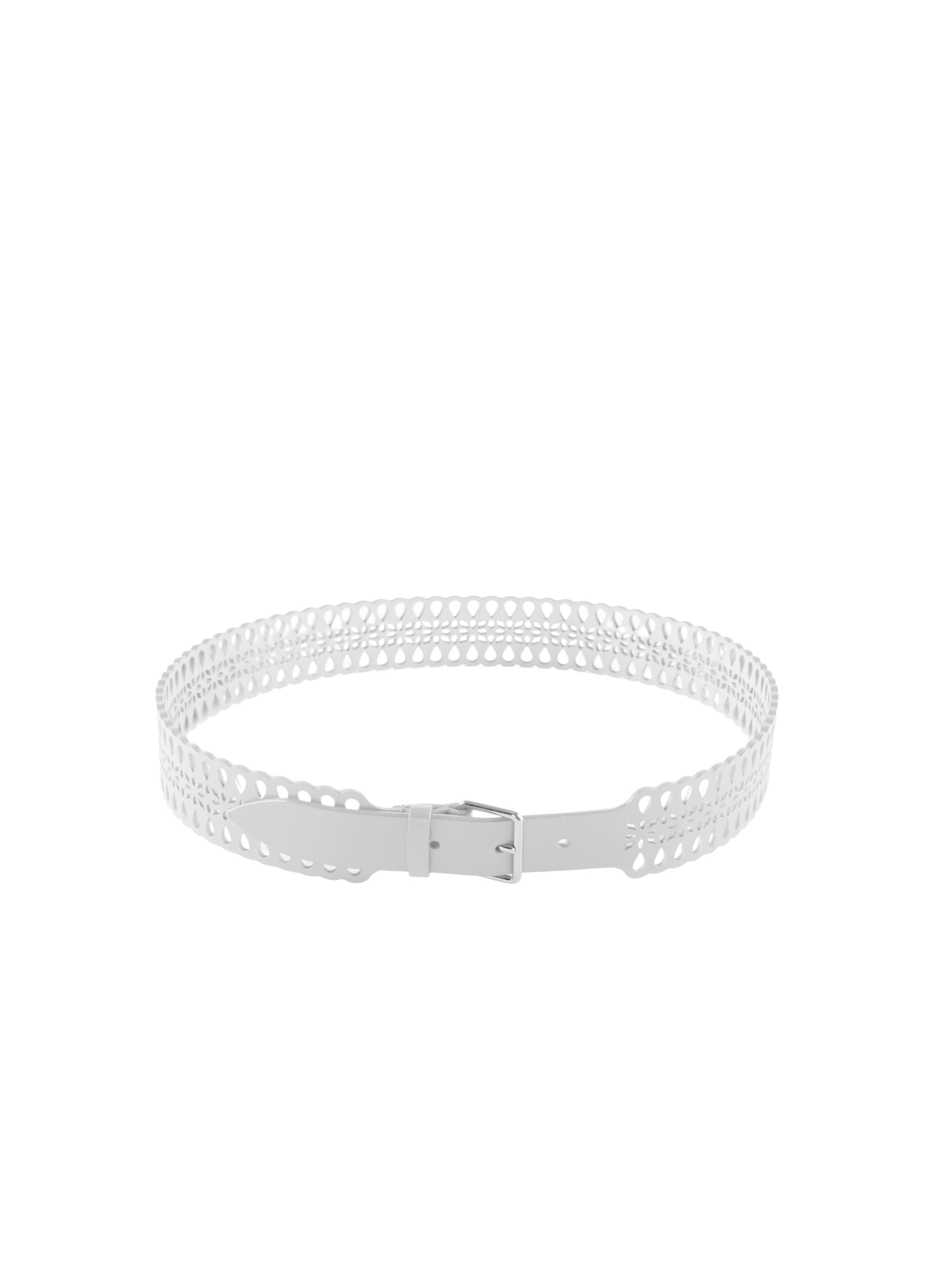 Openwork leather belt - Optic White