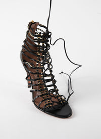 110 Soft open-toe sandals in leather - Black intense