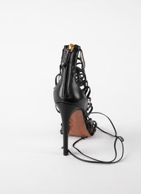 110 Soft open-toe sandals in leather - Black intense