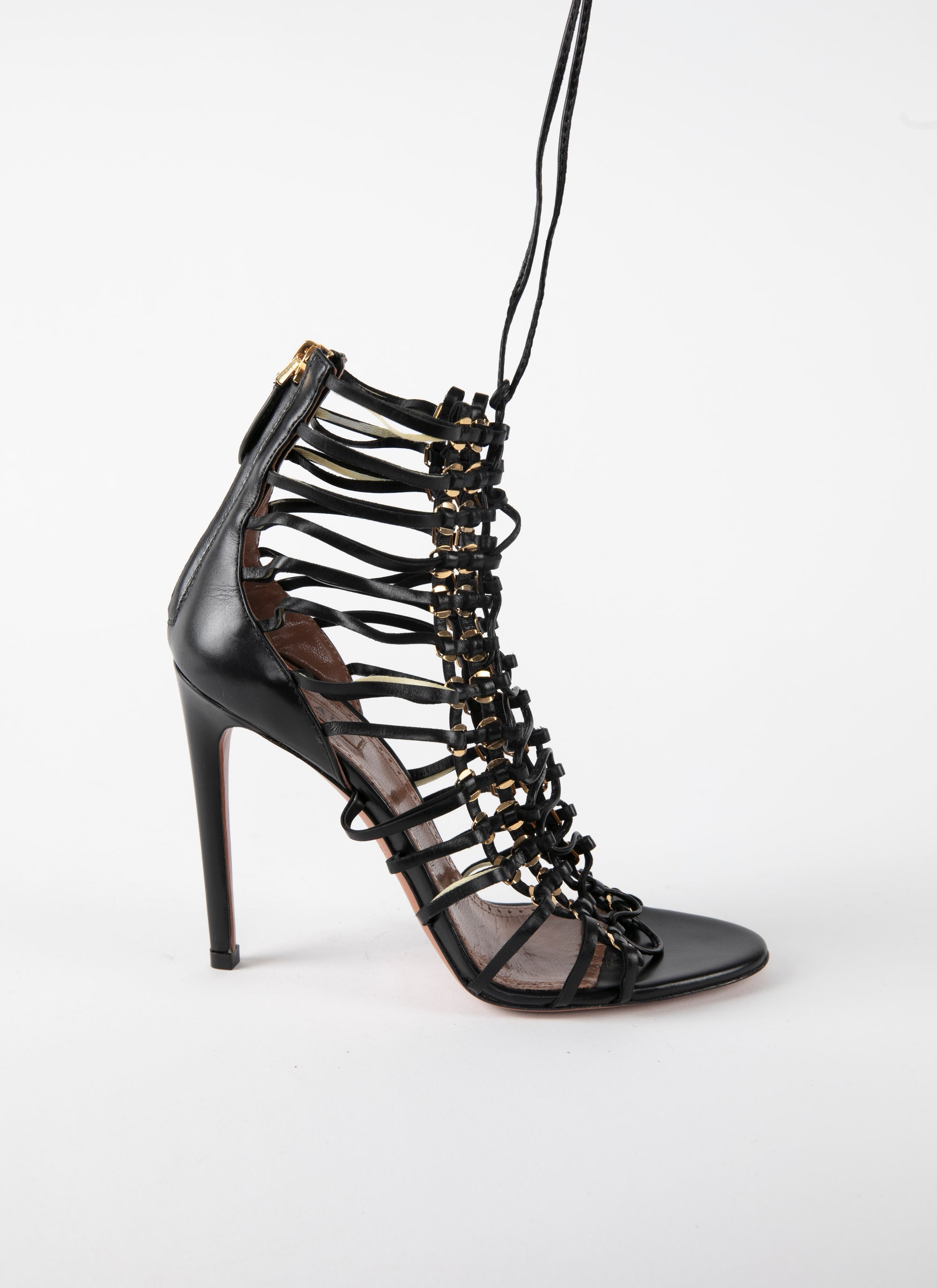 110 Soft open-toe sandals in leather - Black intense