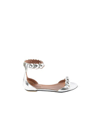 Sandales Bombe plates en cuir - Argent