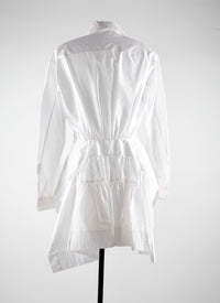 Chemise longue basque en soie - Blanc