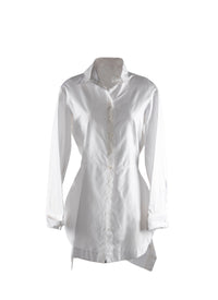 Chemise longue basque en soie - Blanc