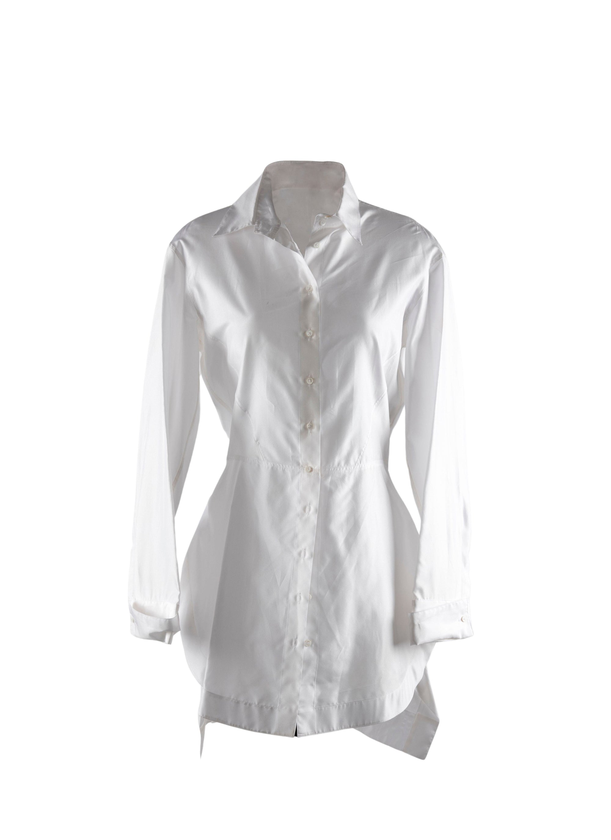 Chemise longue basque en soie - Blanc